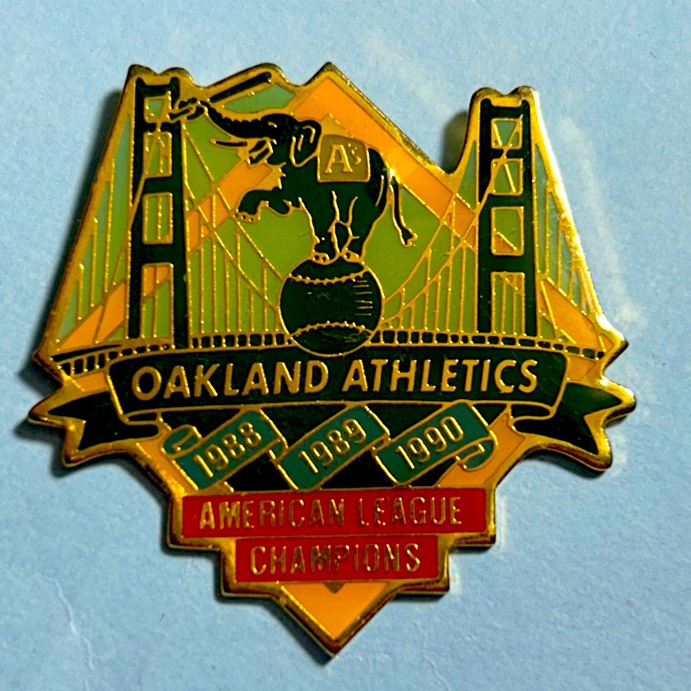 Oakland A's 1988,1989,1990 American League Champions Enamel Pin
